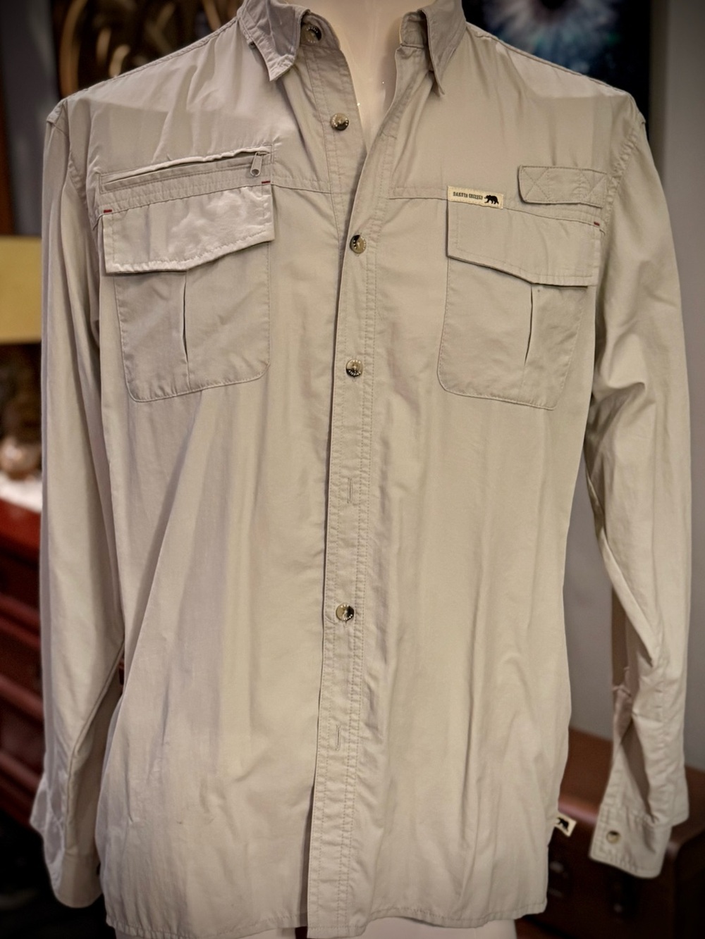 Men's Lightweight Beige Utility Shirt Jacket